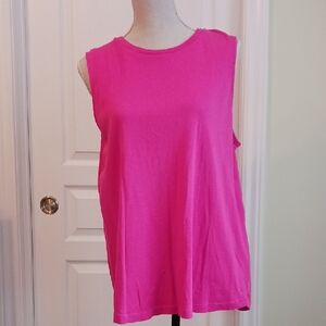 J. Jill Pink Shirttail Sleeveless Tee Size L